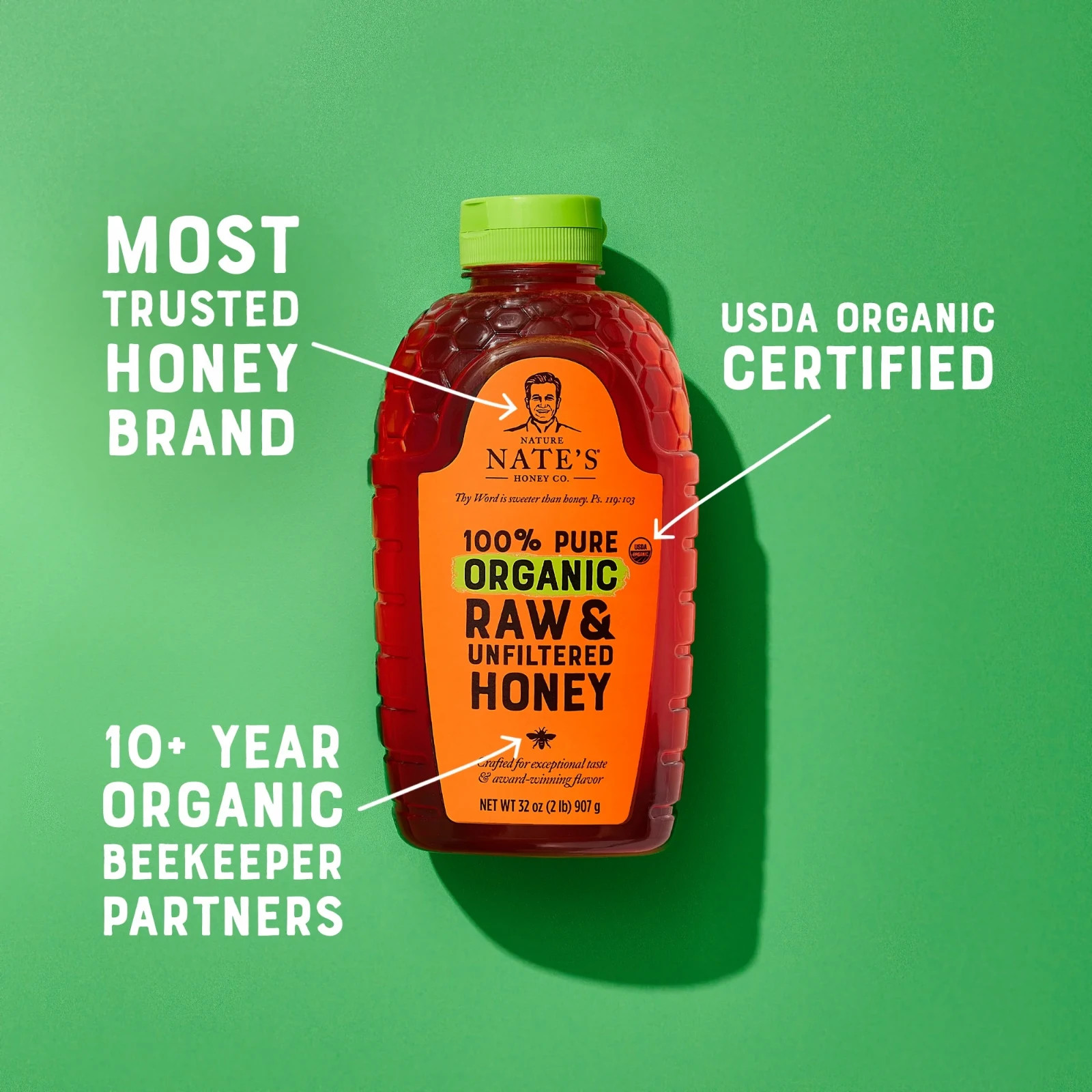 Nature Nate's 100% Pure Organic, Raw & Unfiltered Honey, 16 oz (2 Pack) gallery
