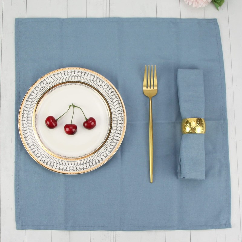12 PCS Polyester Linen Blend Thin Dinner Cloth Napkins 40x40 cm Airy Blue gallery