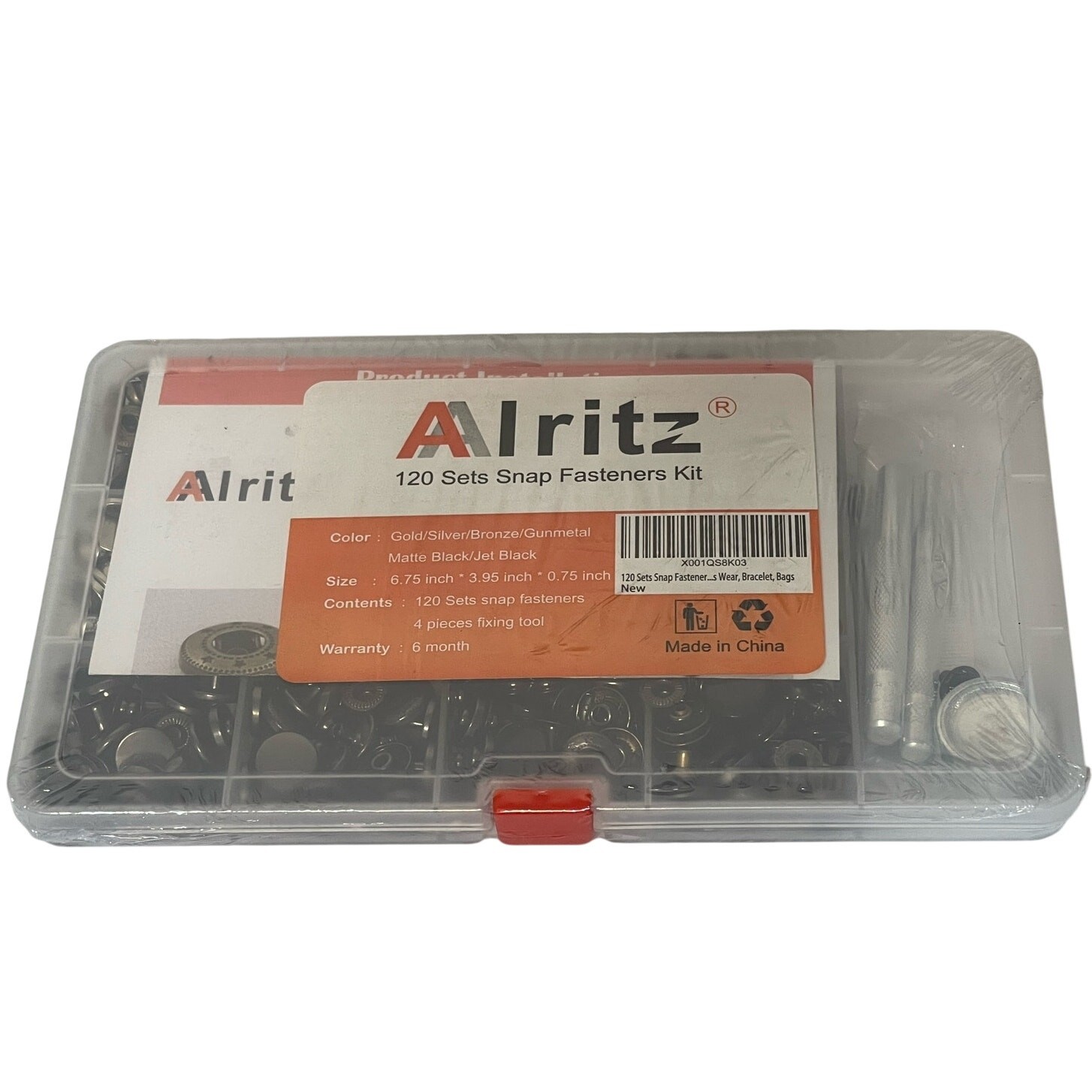 Alritz 120 Sets Snap Fasteners Kit Bronze Gunmetal Sewing Buttons NWT gallery