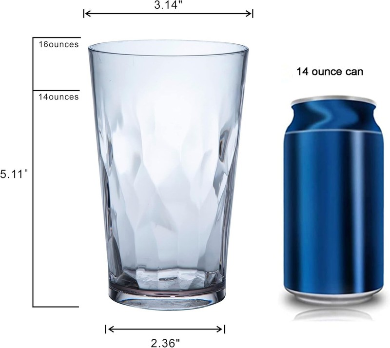 Unbreakable Plastic Drinking Glasses Set 6 Shatterproof Drinking Cups 20/16 Oz gallery