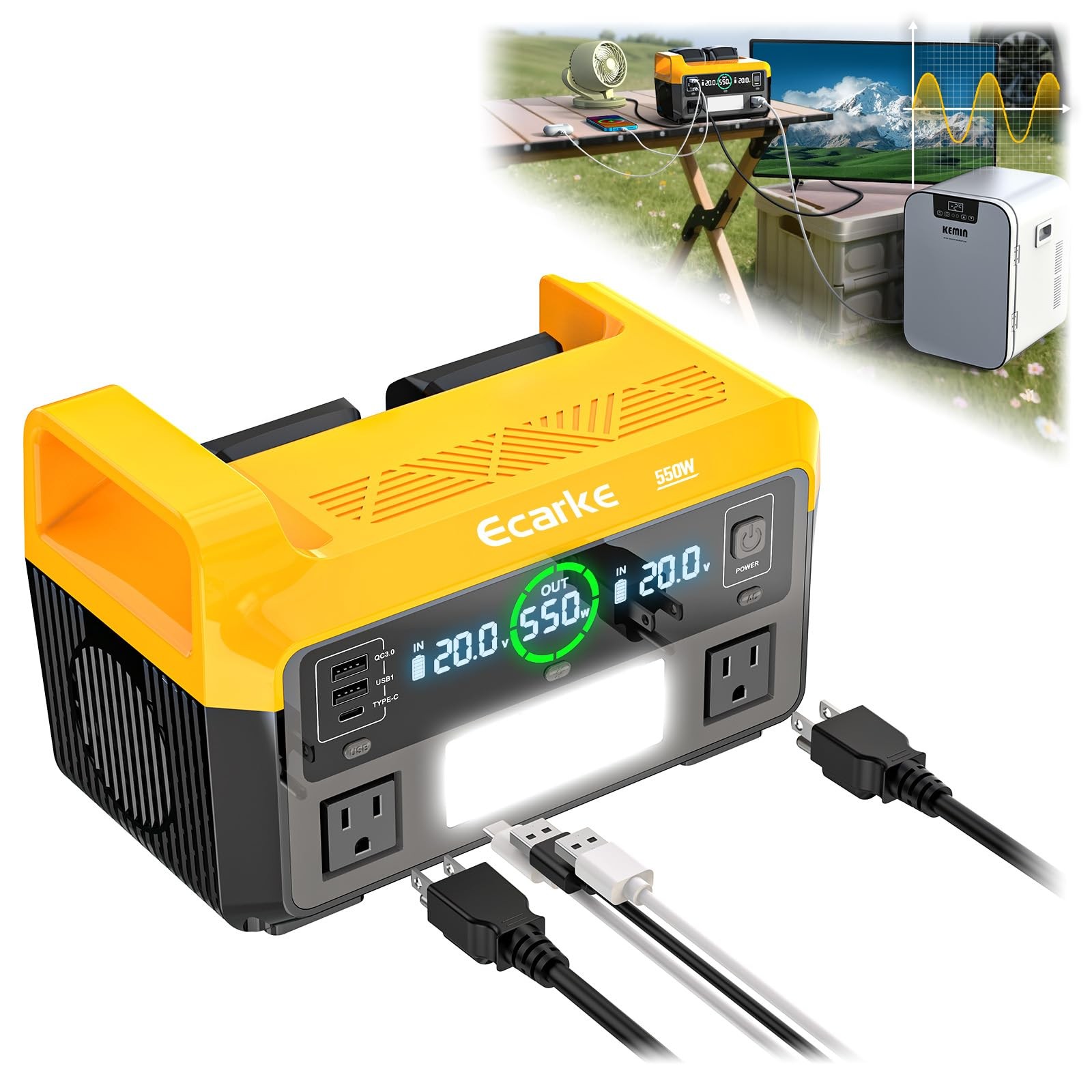 Ecarke 550W Portable Power Inverter Compatible with DeWalt 20V Battery, DC 18... gallery