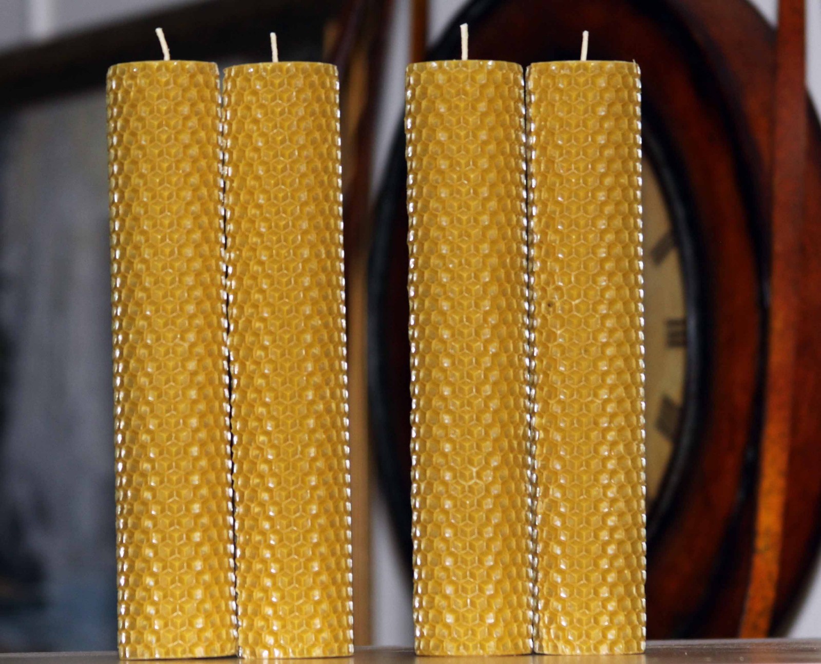 Handmade Hand rolled 100% Pure Beeswax Honeycomb Candles 8" Cotton Wick USA Made gallery