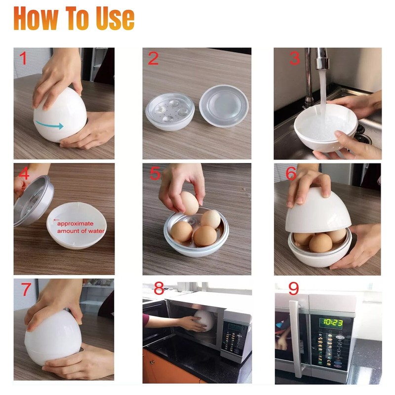 Safe &Harmless Microwave Egg Boiler Cooker Steamer Kitchen Cook Tool 4 Capacity gallery