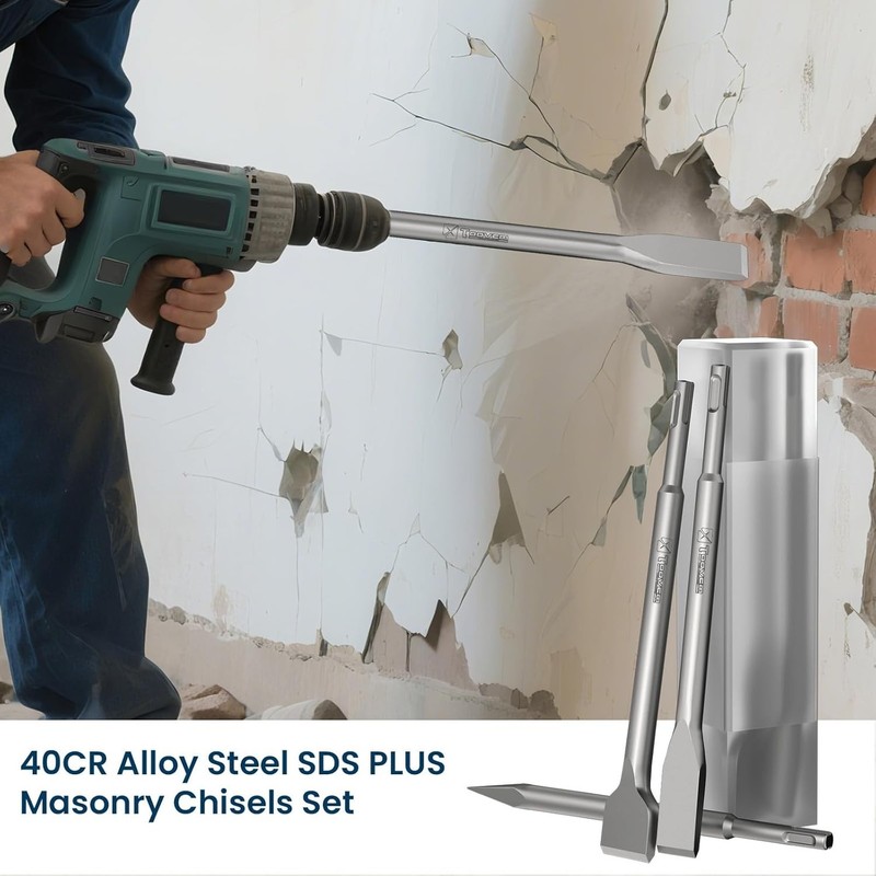 TOOVEM 6pc SDS Plus Chisel Set for Rotary Hammer Tile & Mortar Removal gallery