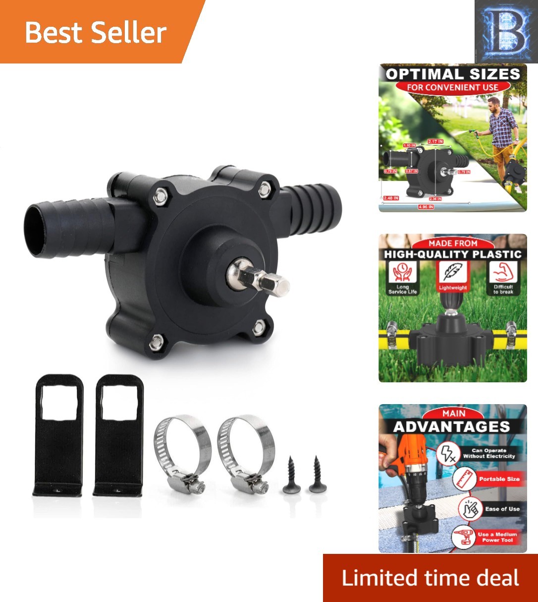 Compact Portable Drill Pump - 40 L/min Water Transfer for Easy Backyard Draining gallery