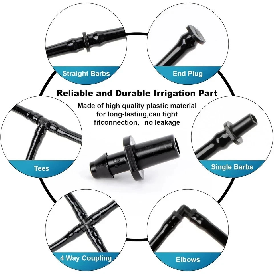 280 Pcs Irrigation Fittings Kit, Drip Irrigation Barbed Connectors 1/4'' Tubing gallery