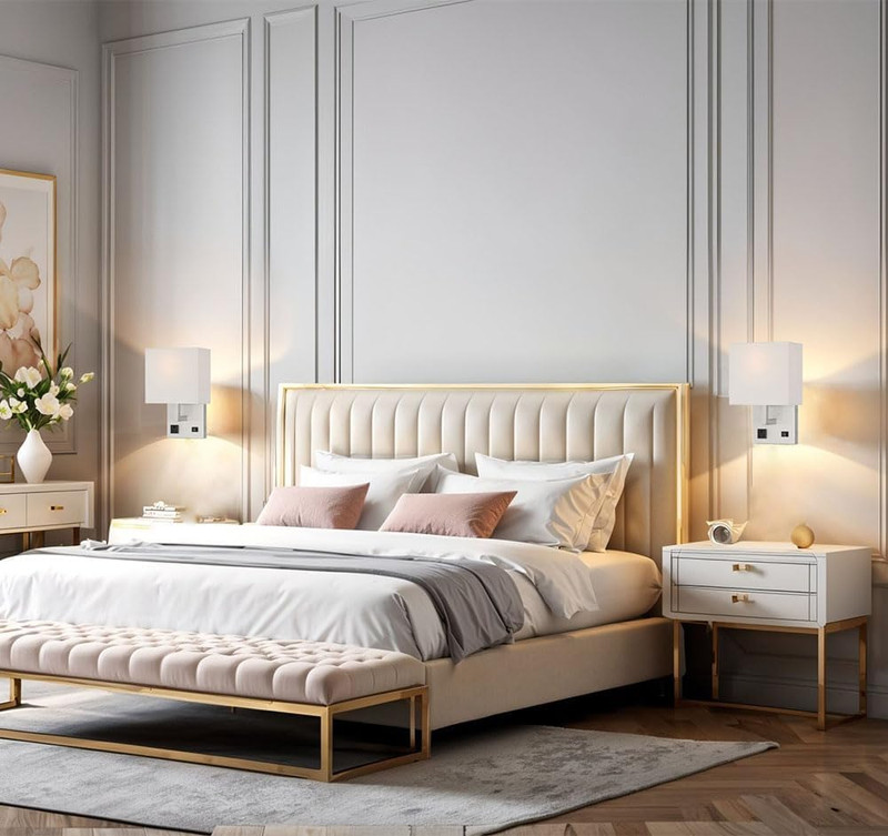 - Bedside Wall Light with Outlet,Wall Lamp,Wall Sconces,Wall Lamp for Bedroom,Li gallery