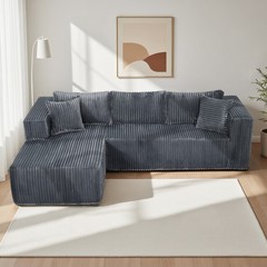 105″ L-Shaped Modular Compression Sofa, Plush Upholstery, All-Foam Structure (N