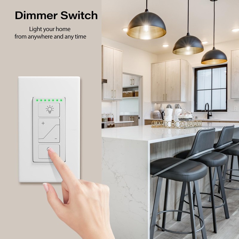Smart Dimmer Light Switch, Single Pole, Alexa Compatible, No Hub Required, Wh... gallery