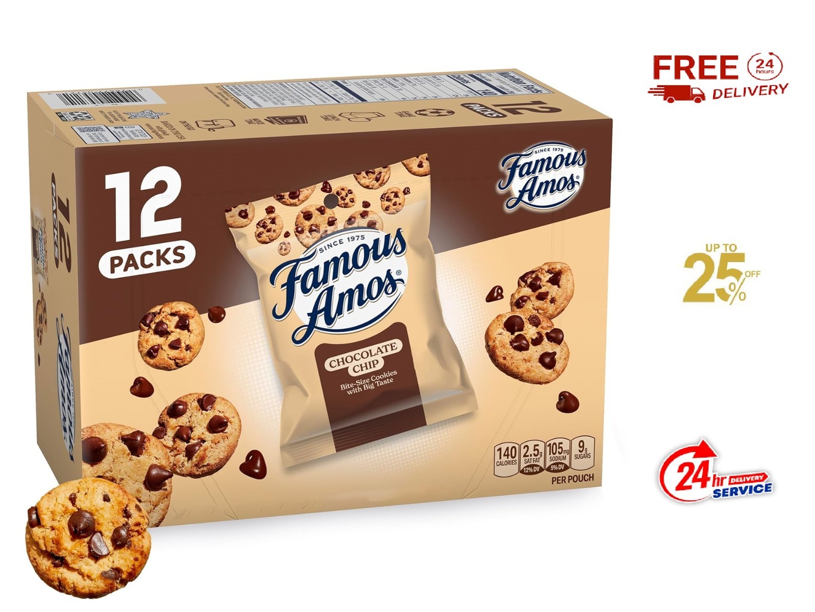 Famous Amos Classic Chocolate Chip Cookies, 1 Ounce Bag (Pack of 12) gallery