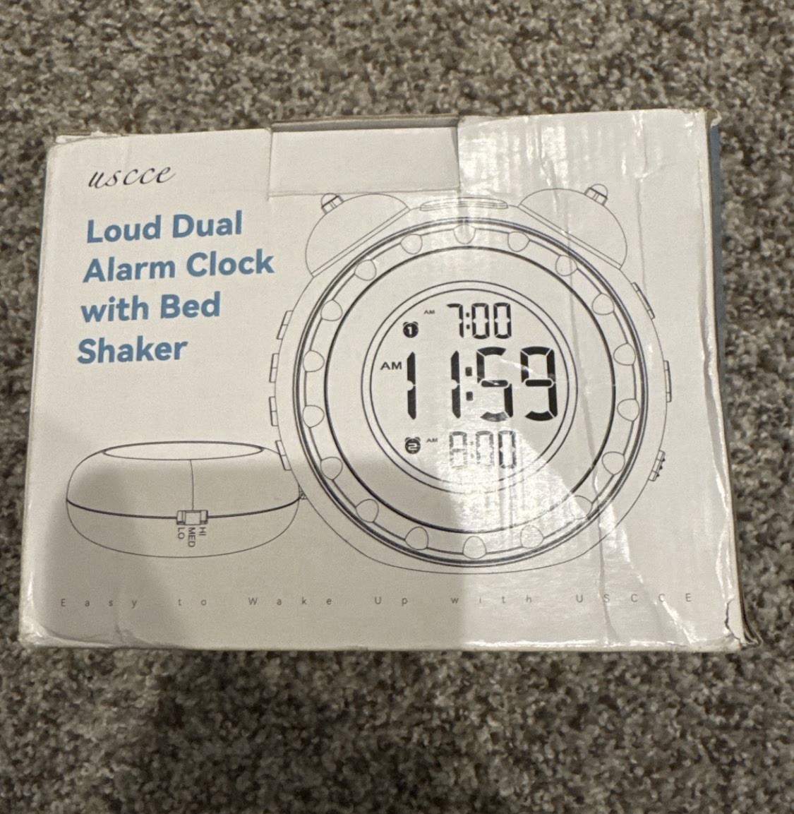 uscce Loud Dual Alarm Clock with Bed Shaker - 0-100% Dimmer, Vibrating gallery