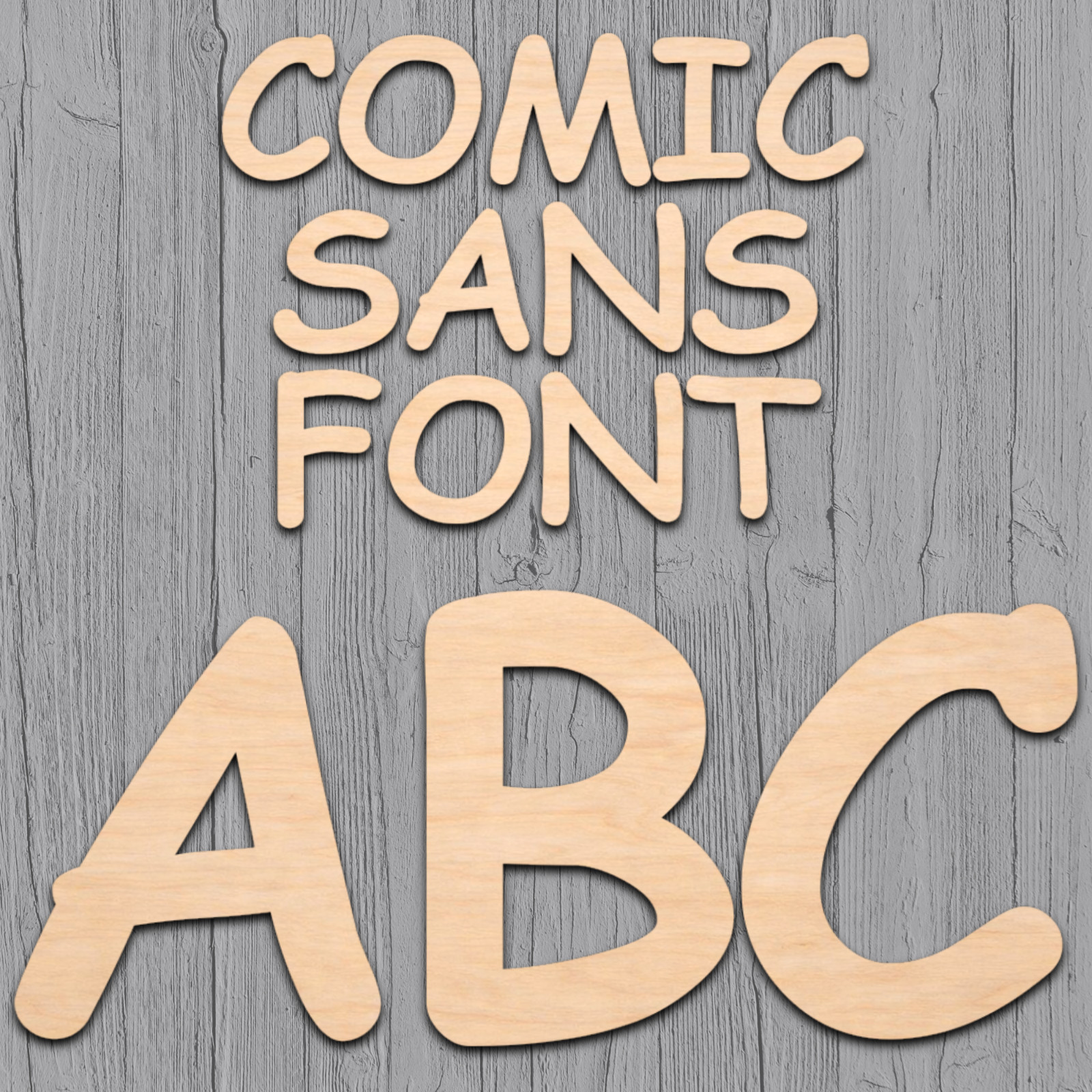 Comic Sans Font Wood Letters Numbers Cutout Unfinished Laser Cut 3mm Craft 14" gallery