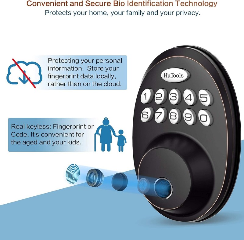 Biometric Electronic Keyless Entry Door Deadbolt Lock Fingerprint with Keypads gallery