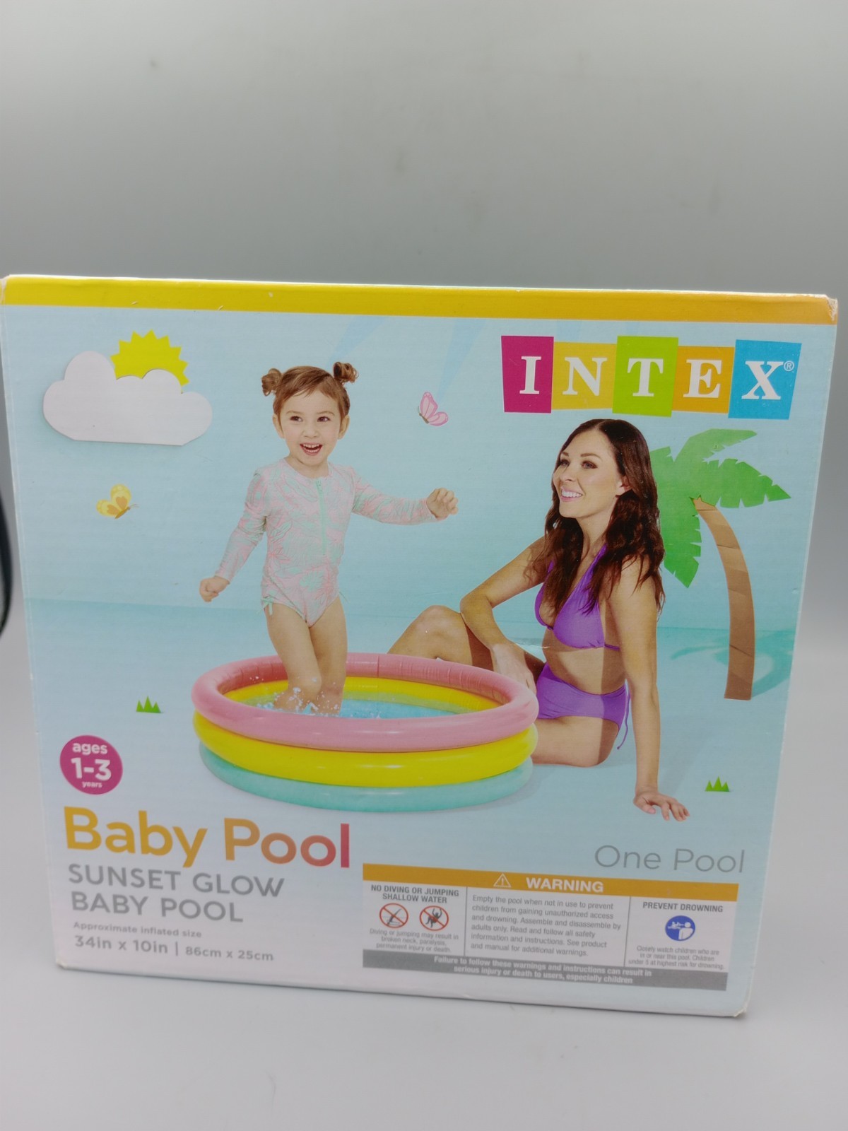 Intex Sunset Glow Soft Inflatable Baby Pool 58924EP 34in x 10in - NEW gallery