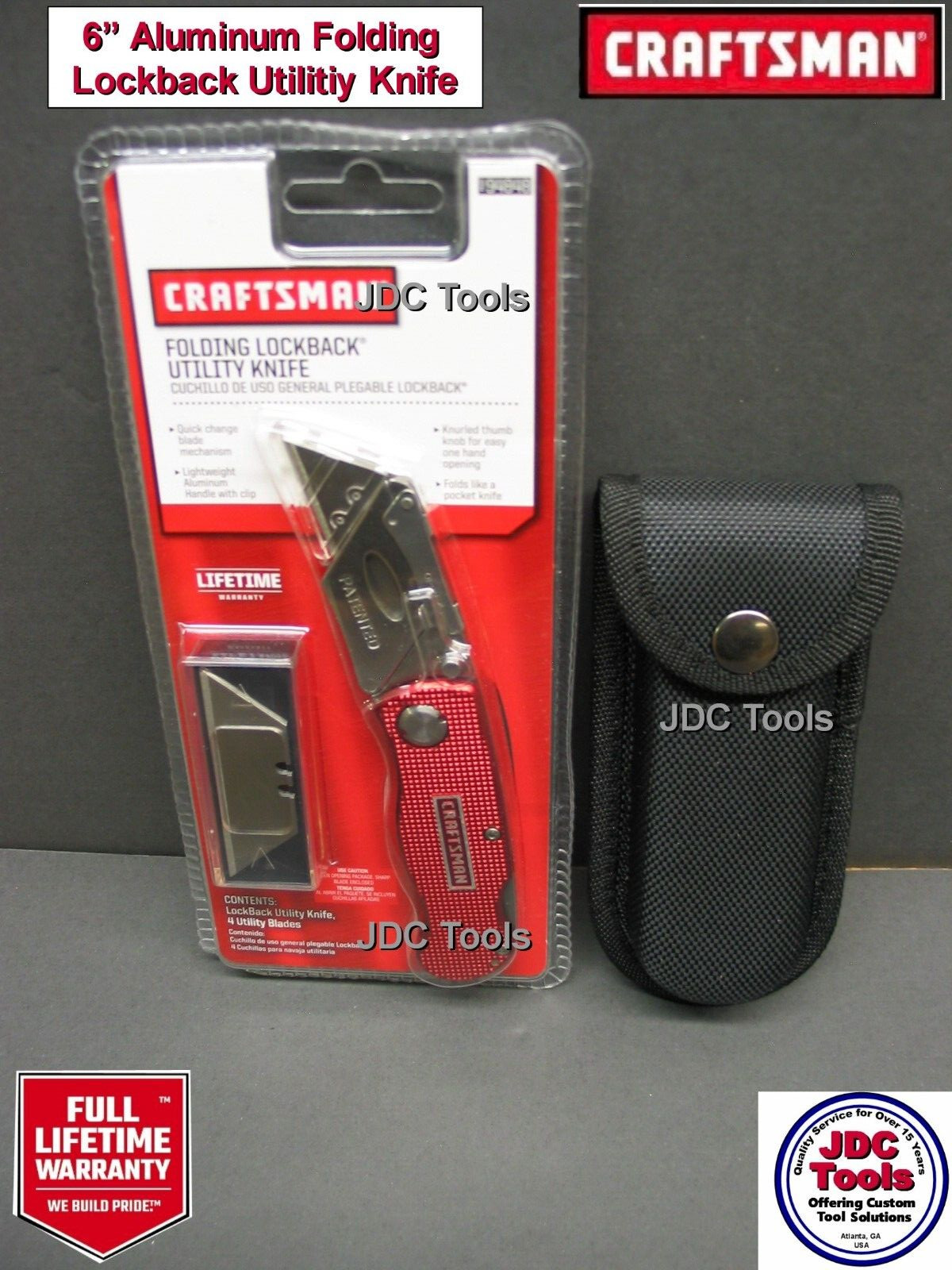 Craftsman Utility Knife Box Cutter Lockback Folding Aluminum Handle w Sheath gallery