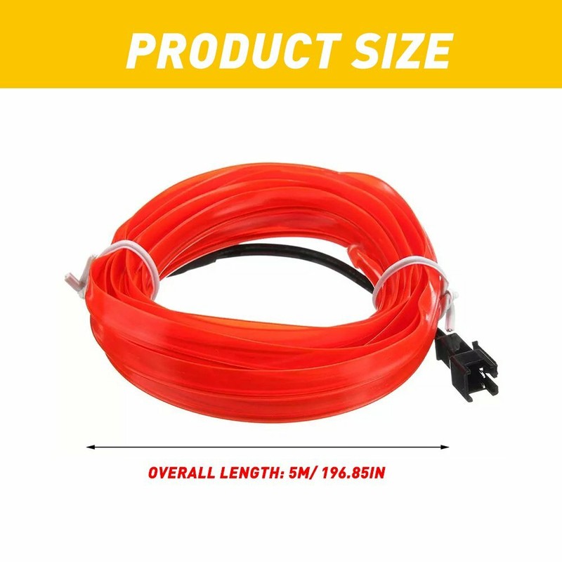 Universal Car LED Wire String Strip Interior Decorative Atmosphere Light Red 5M gallery