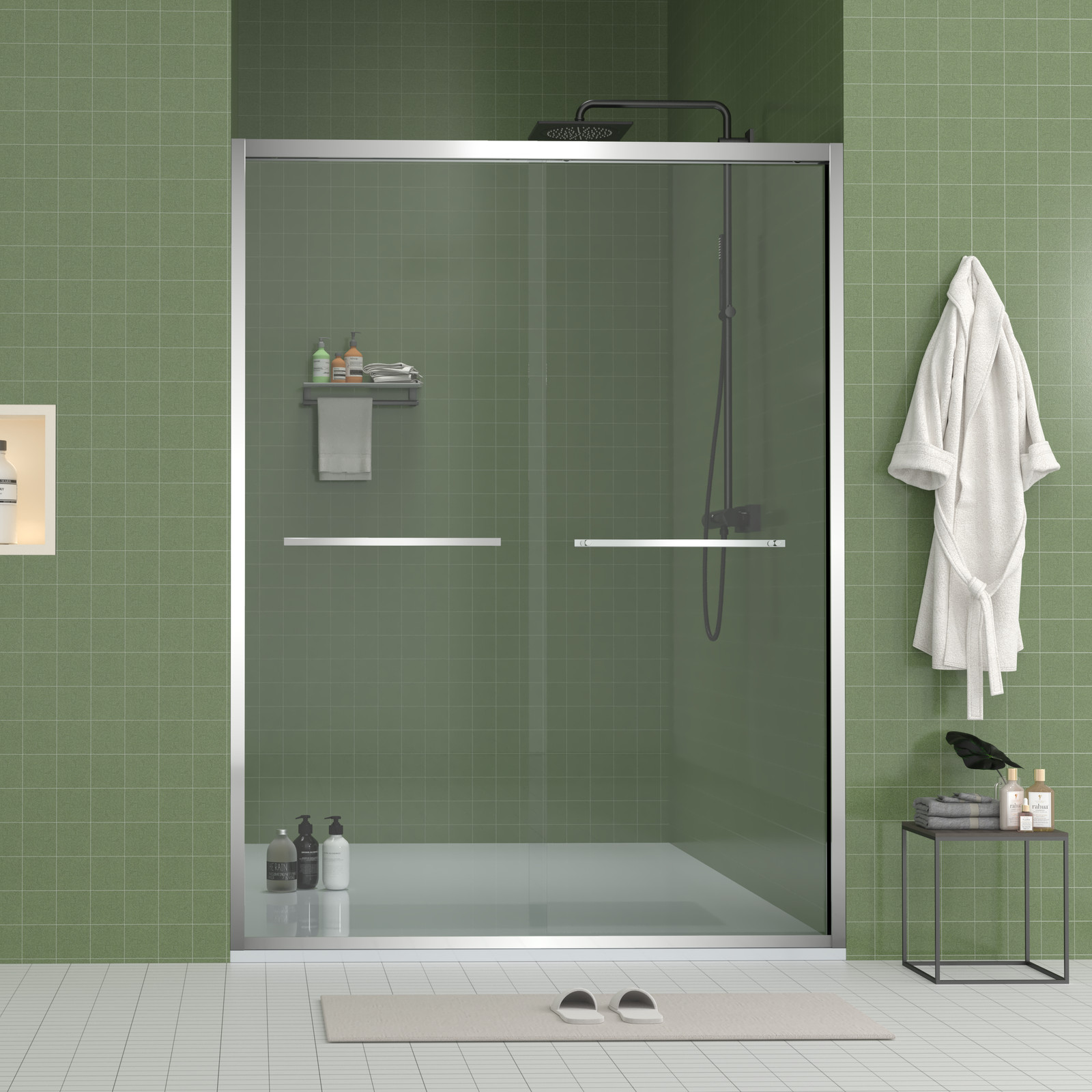 56-60"x70" Aluminum Frame Double Sliding Shower Door,Bypass Bathroom Shower Door gallery