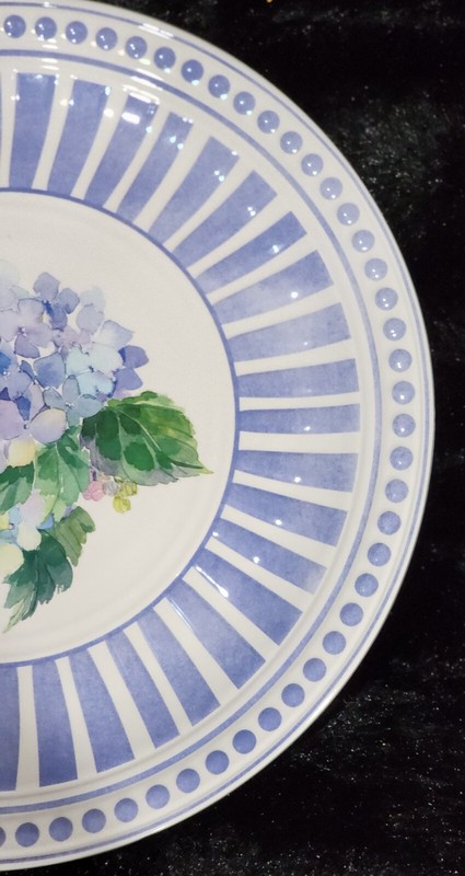 8 Shabby Chic Floral Hydrangea Dinner & Salad Plates Blue White Melamine Summer gallery