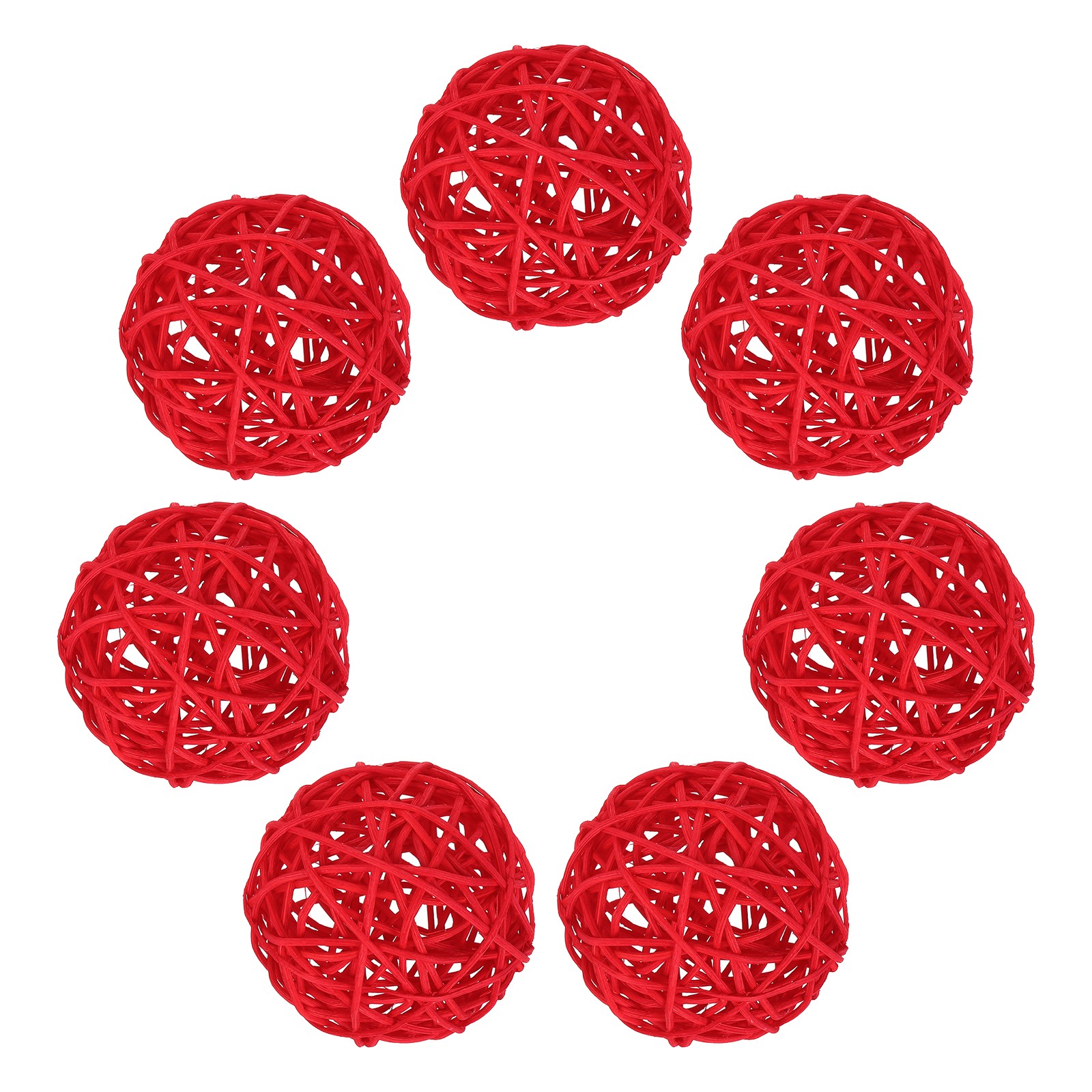 7Pcs Wicker Rattan Balls, 2.75 in Dia Rattan Decorative Balls, Red gallery