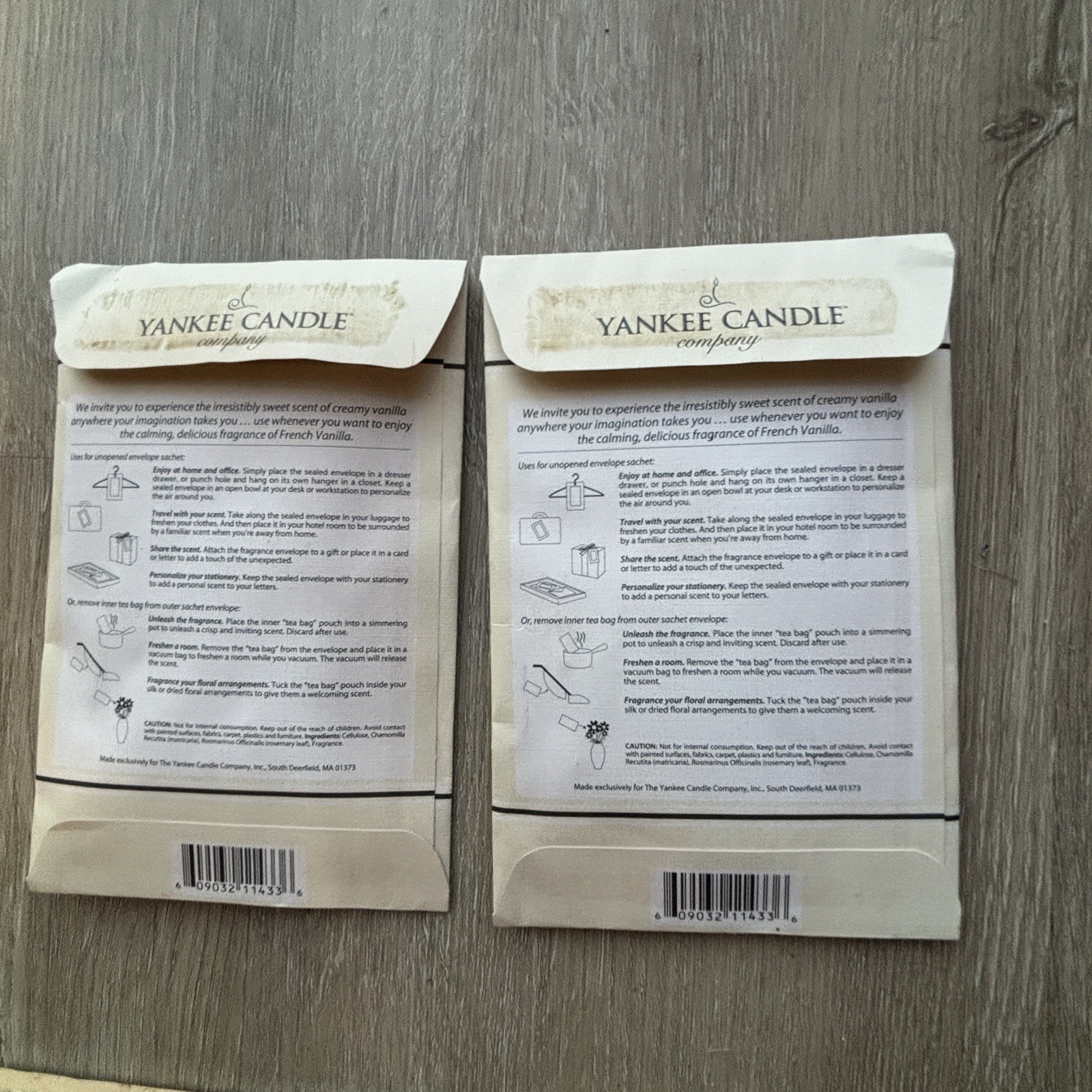 YANKEE CANDLE French Vanilla Sachet Packet Set 2 Vintage Rare Discontinued Style gallery