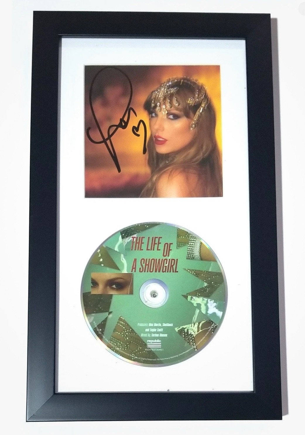 CD Display Frame for Signed Discs Black 6.5x12 Music Collectible Art Real Glass gallery