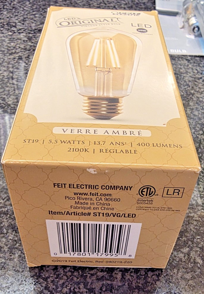 Feit Electric ST19 Vintage Style LED Light Bulb / 5.5W / 400 Lm / 2100K Dimmable gallery