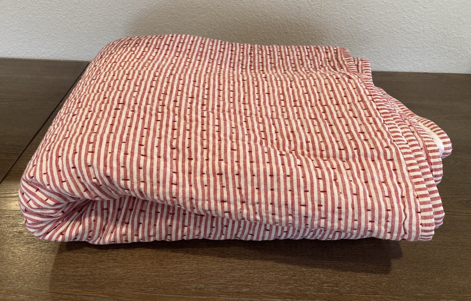 Pottery Barn Wheaton Berry Red Queen/Full Pick Stitch Quilt 92X88 Reversabile gallery