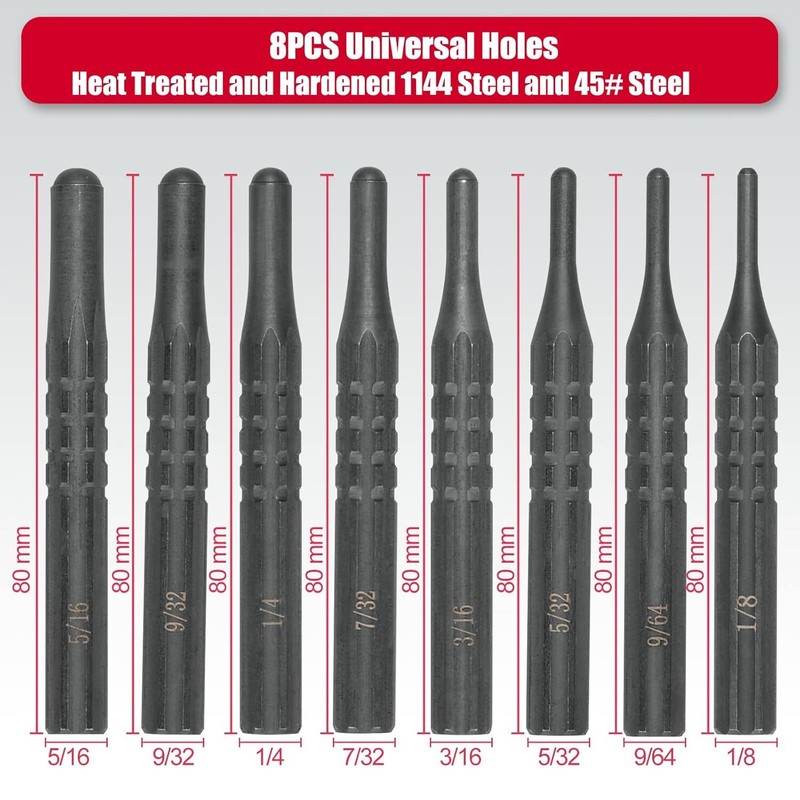 8Pcs Roll Pin Punch Set w/ Bench Block,Punch Removing Repair Tools for Maintenan gallery