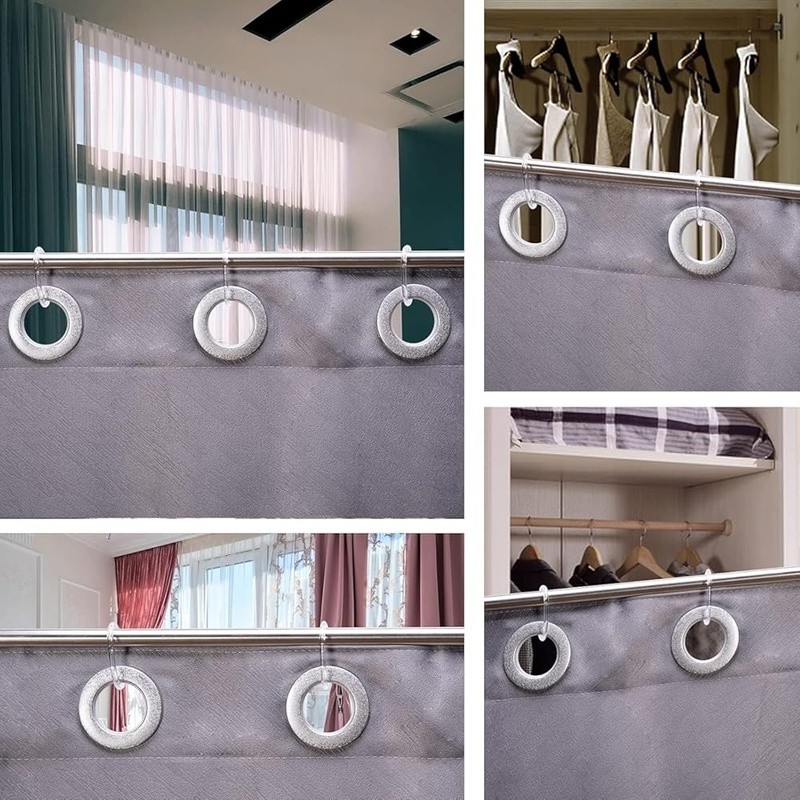 Clear Plastic Shower Curtain Ring Hooks Silicone C Shaped 24 Pack Easy Install gallery