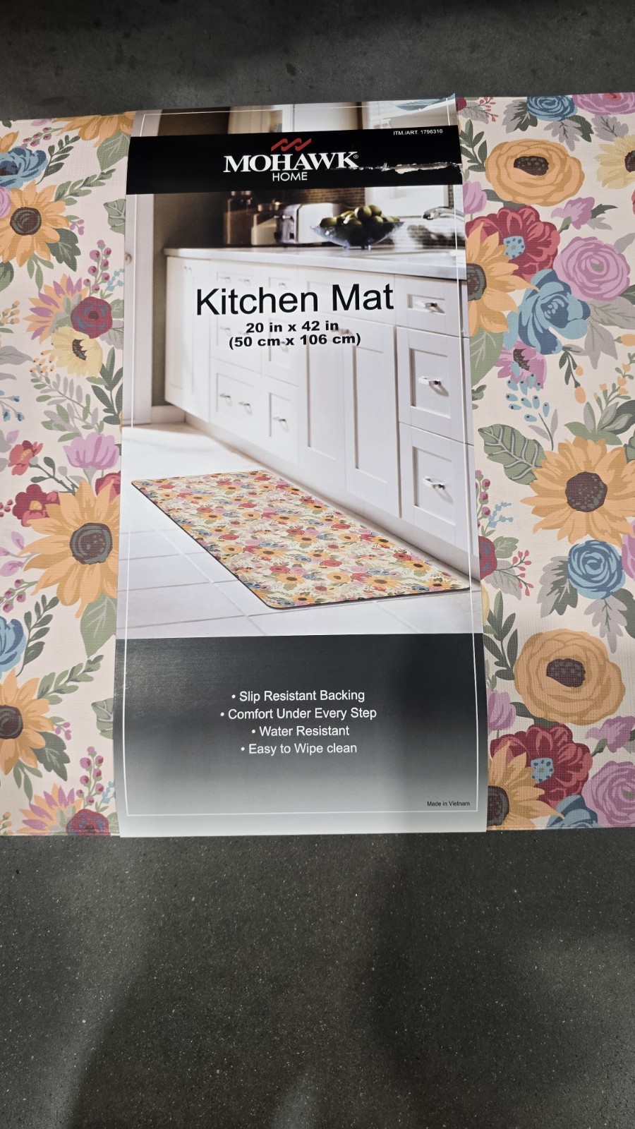Mohawk Home, 20" x 42" Kitchen Padded Cushioned Standing Mat, Bouquet, New gallery