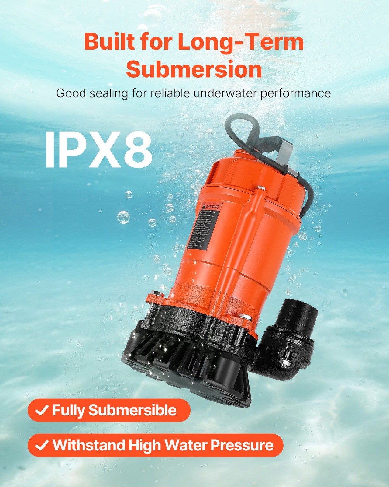 1/2HP Submersible Sewage Trash Pump Cast Iron 2000GPH 39ft Head 2in Discharge gallery