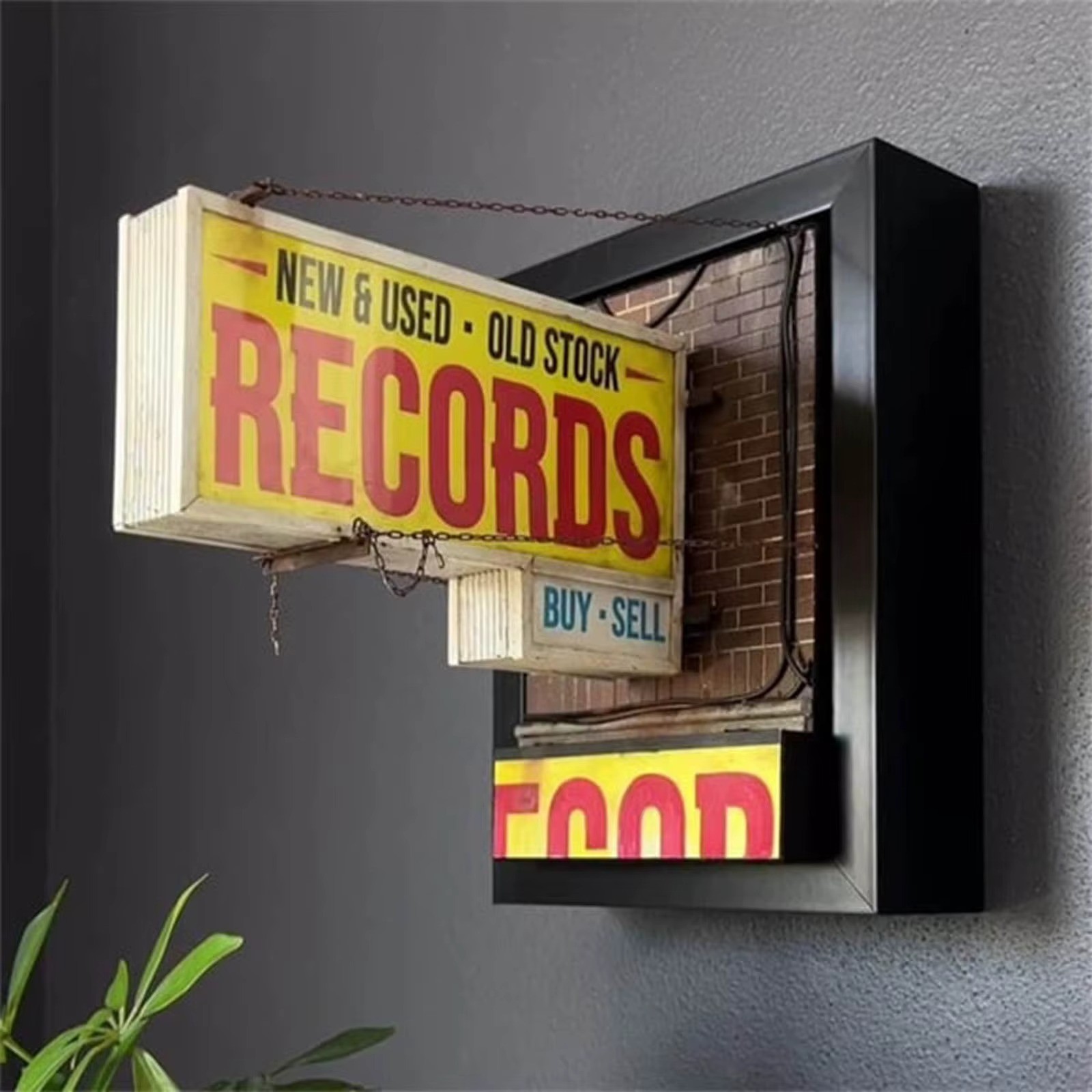 Retro Record Store Wall Light Vintage Lamp Bedroom Cafe Decor gallery