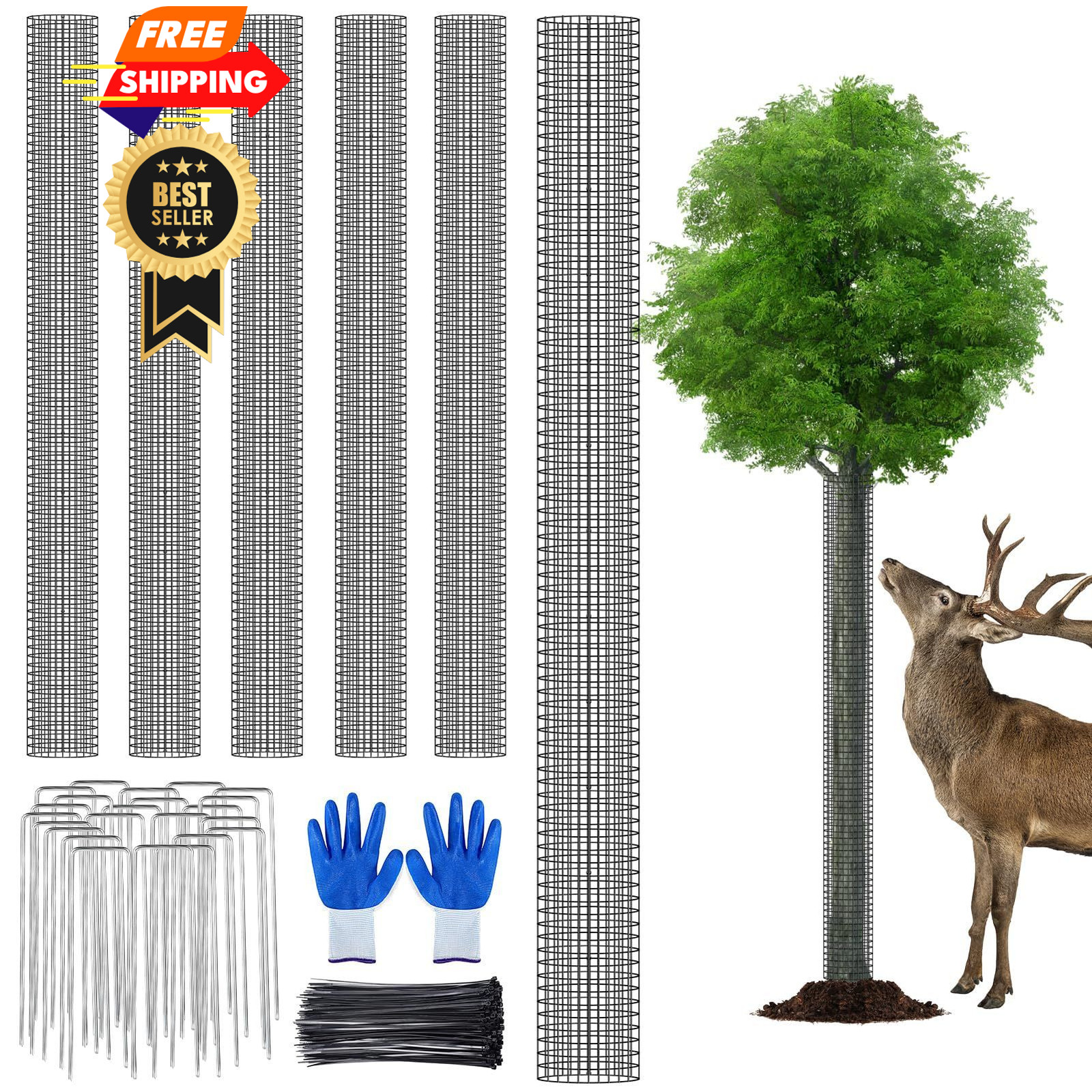 UJG 6PCS 48'' Metal Tree Protectors from Deer, Mesh Bark 48INCHES gallery