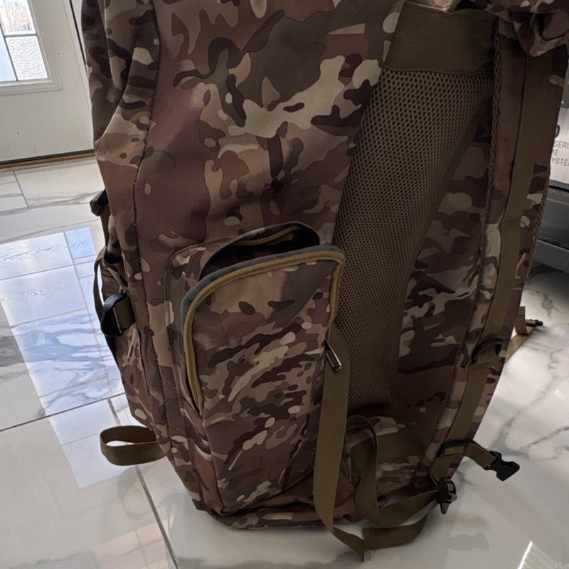 TBP Camouflage Hiking Backpack Adjustable Straps Padded Back Zippered Pockets 5