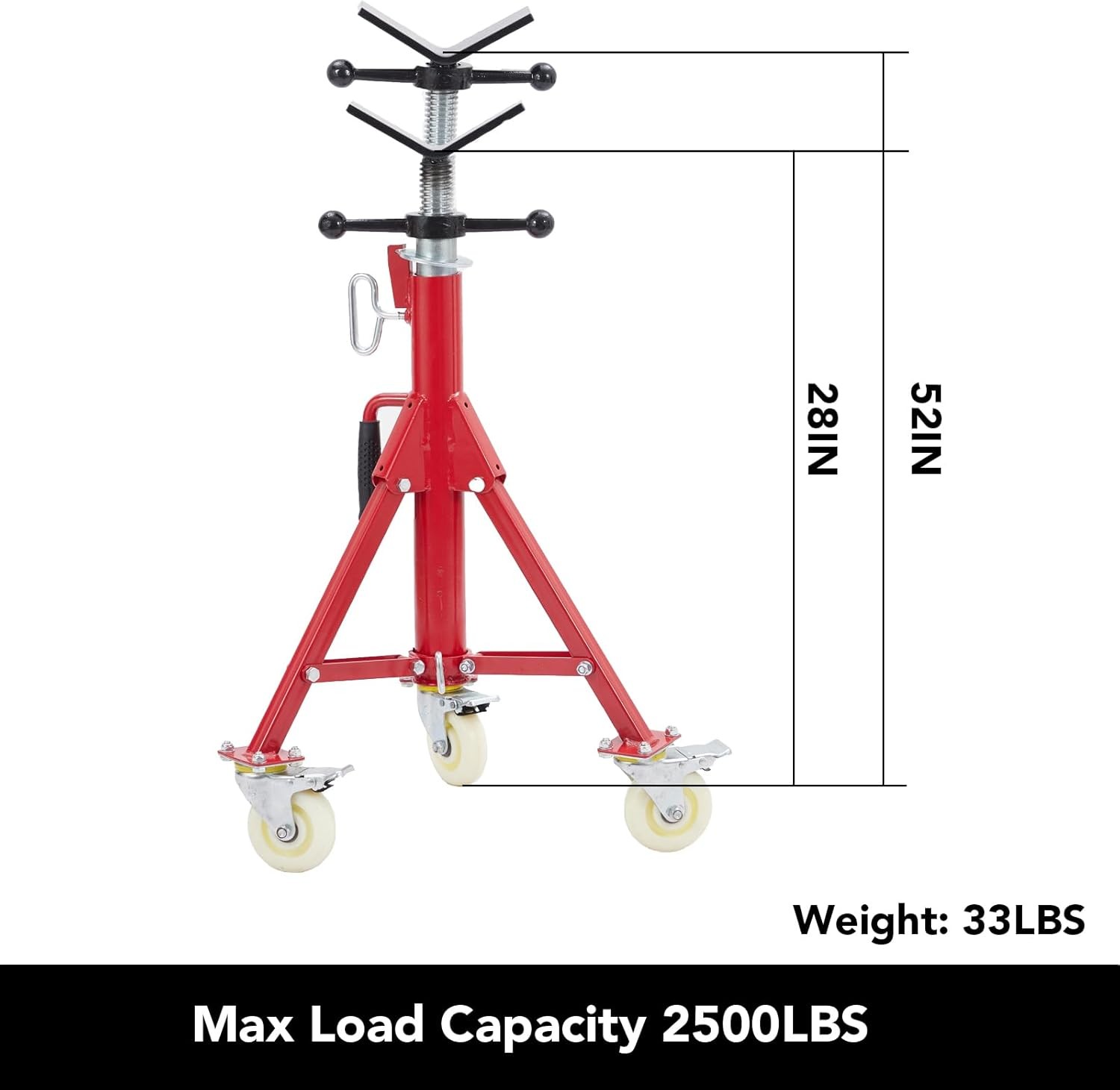 1100lbs V-Head Pipe Stand with Casters Welding Stand Adjustable Height 28-52 IN gallery