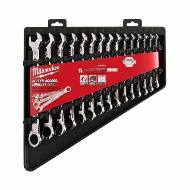 Milwaukee 48-22-9516 15pc Ratcheting Combination Wrench Set - Metric gallery