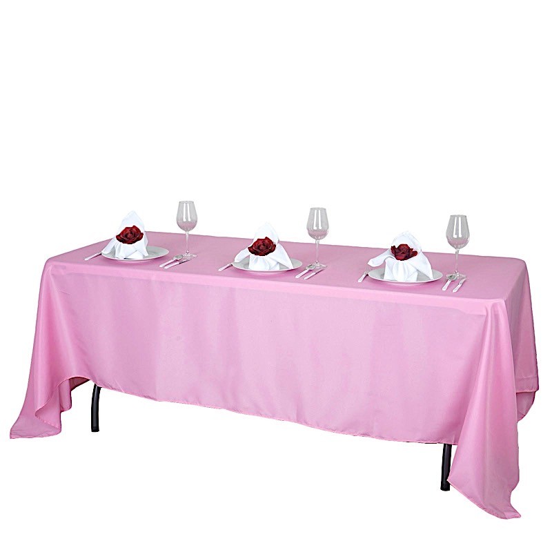PINK 72x120 RECTANGLE POLYESTER TABLECLOTH Wedding Catering Dinner Supplies gallery