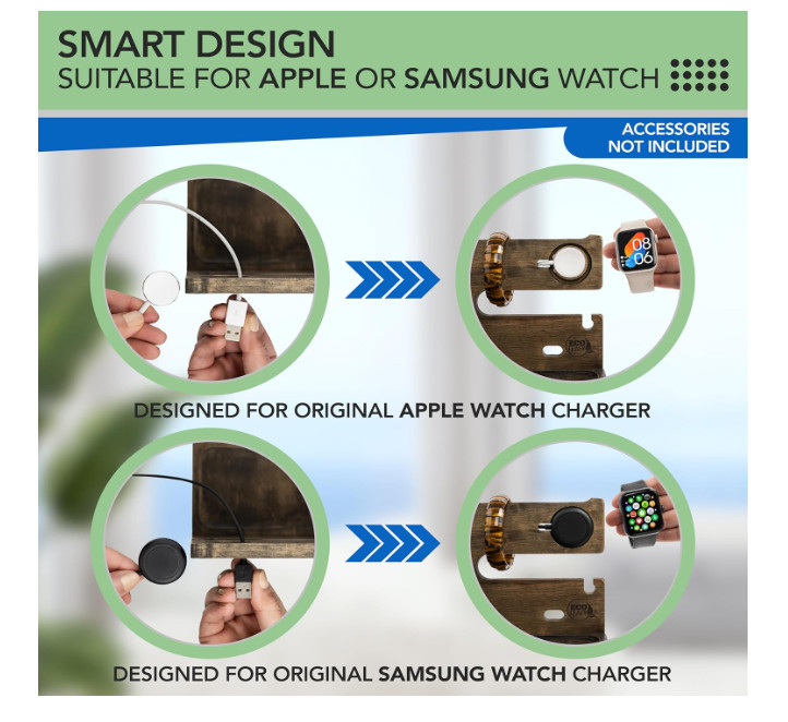 Functional Bedside Organizer for Men - Rustic Design with Smart Cable Solutions gallery