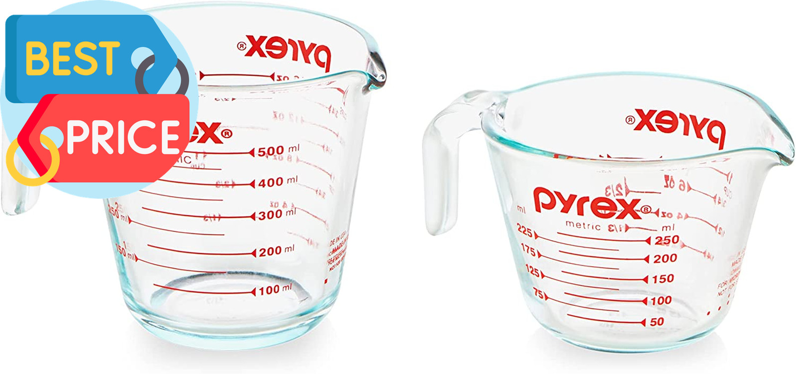 2 Piece Glass Measuring Cup Set, Includes 1-Cup, and 2-Cup Tempered Glass Liquid gallery
