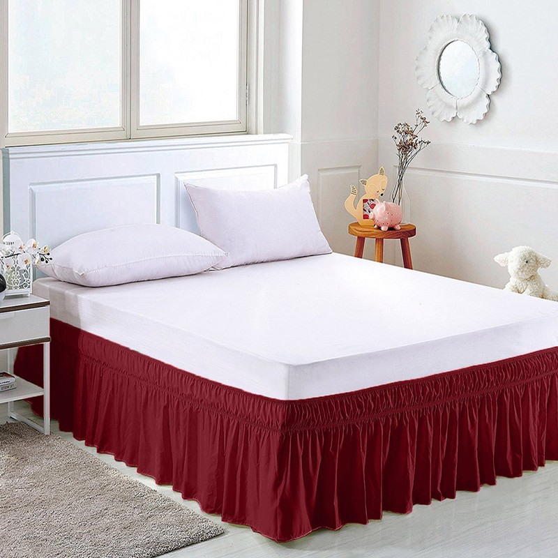 Wrap Around Bed Skirts Drop Solid Color Elastic Bed Skirt Queen King Full Dust gallery