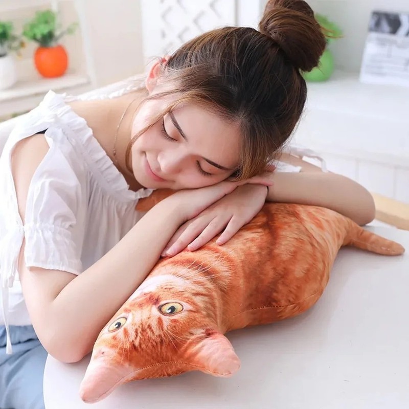 Realistic 3D Cat Plush Toy Soft Stuffed Animal Pillow Kawaii Cushion for Kids Gi gallery