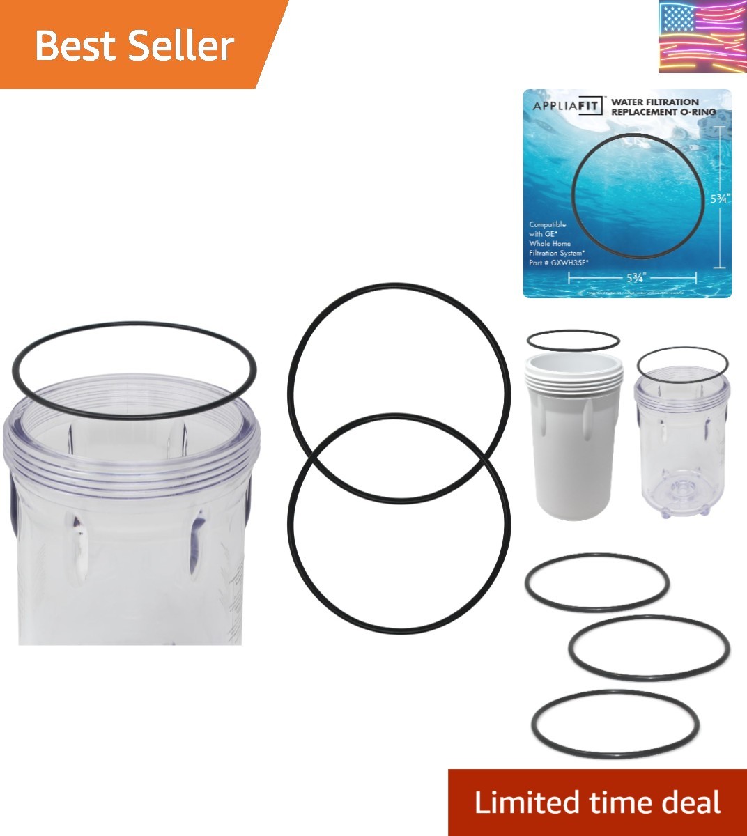 O-Rings Compatible with GE HHRING for Whole Home Filtration Models GXWH30C, G... gallery