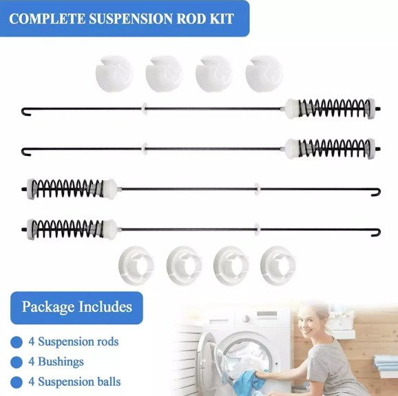 Suspension Rod Kit For Whirlpool WTW4816FW2 WTW4800BQ0 WTW4800BQ1 RTW4641BQ0 NEW gallery