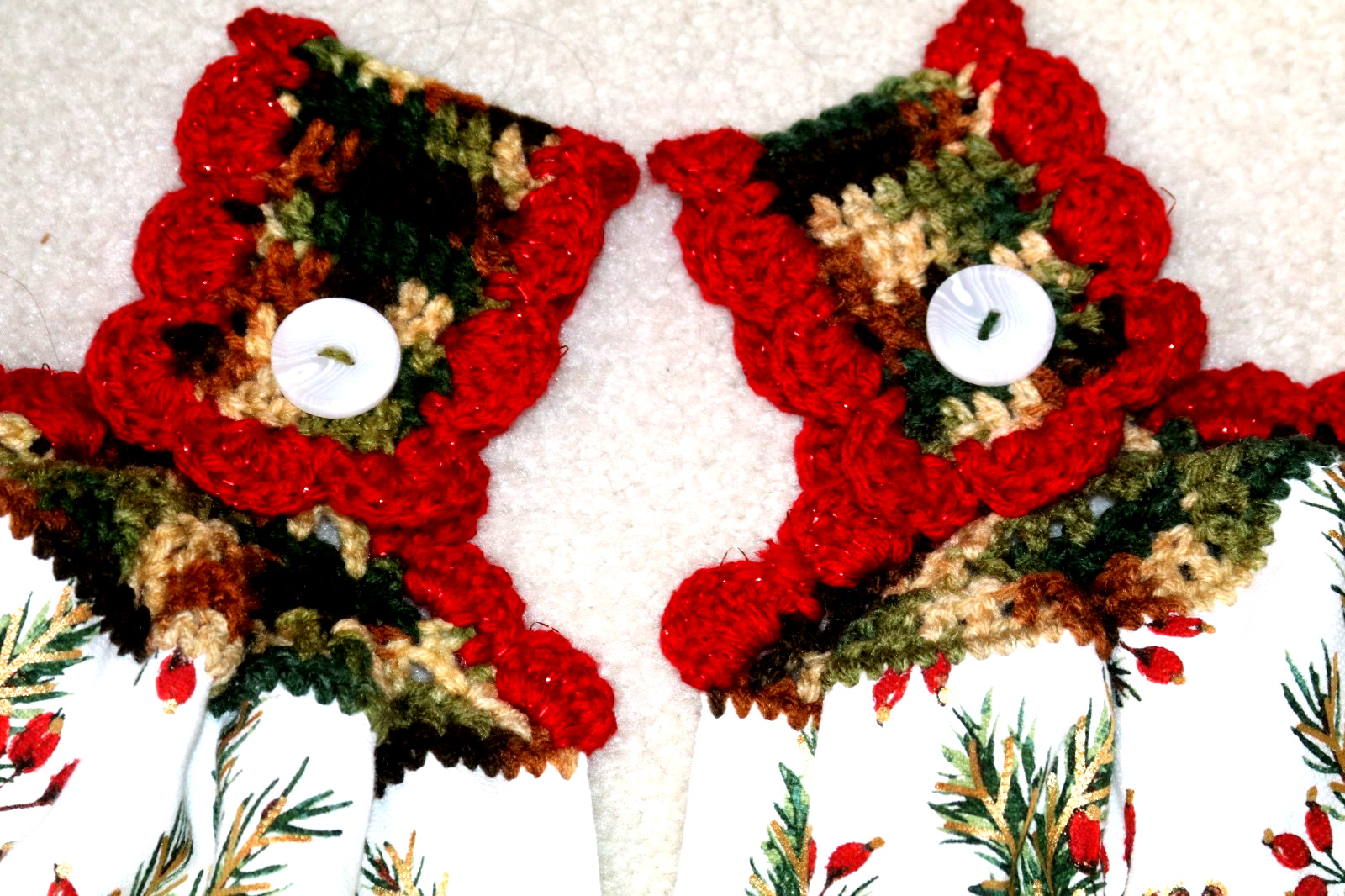2 Double Crochet Premium Hanging Kitchen Towels ~ Pine & Hollies gallery