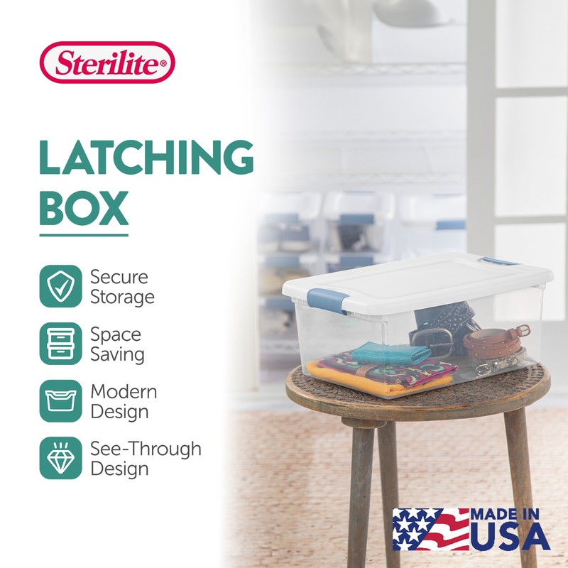 Sterilite 15 Quart Latching Storage Box, Stackable Bin with Latch Lid, 12 Pack gallery
