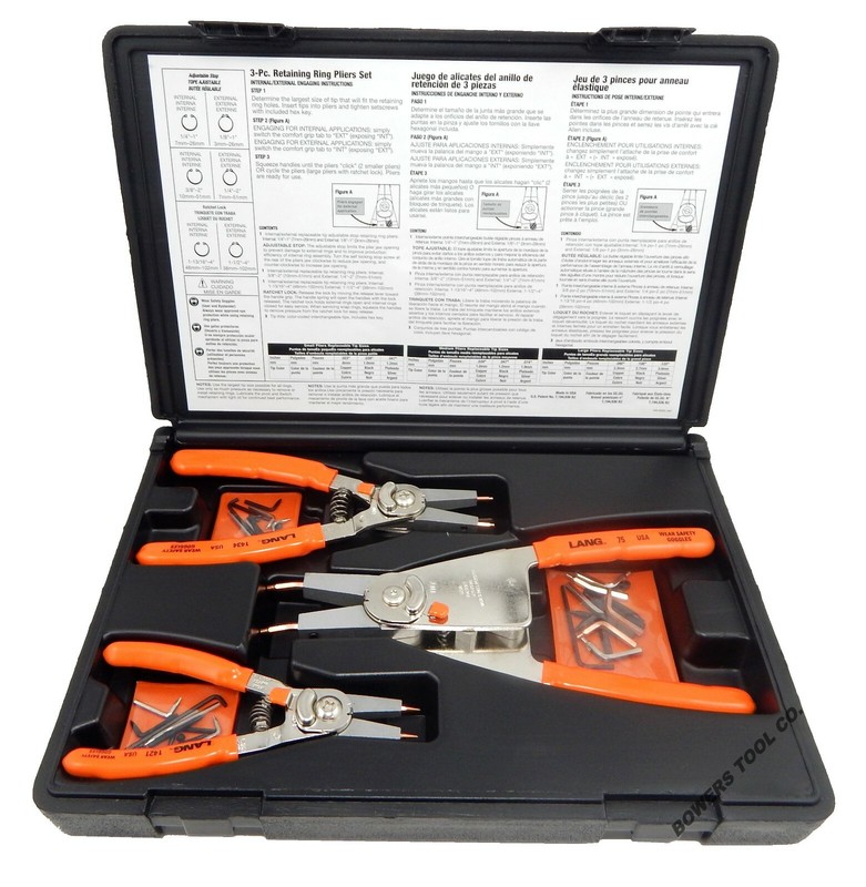 Lang Convertible Reversible Retaining Ring Plier Set 3pc Snap Ring 1465 gallery