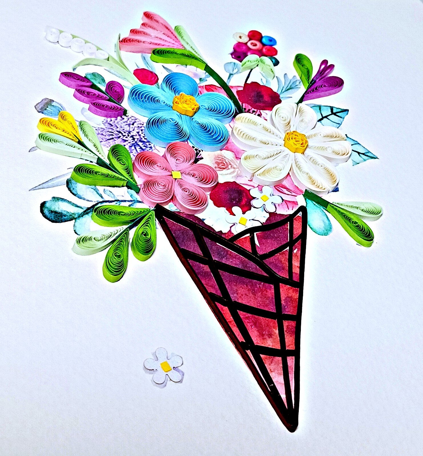 Mixed Flower Quilling Greeting Card for birthday , Thank you , all occasions gallery