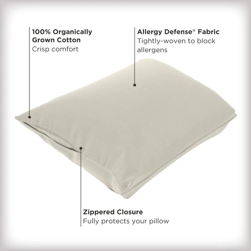 AllerEase Organic Zippered Allergy Pillow Protector Jumbo Size 2-pack - 1812946 gallery