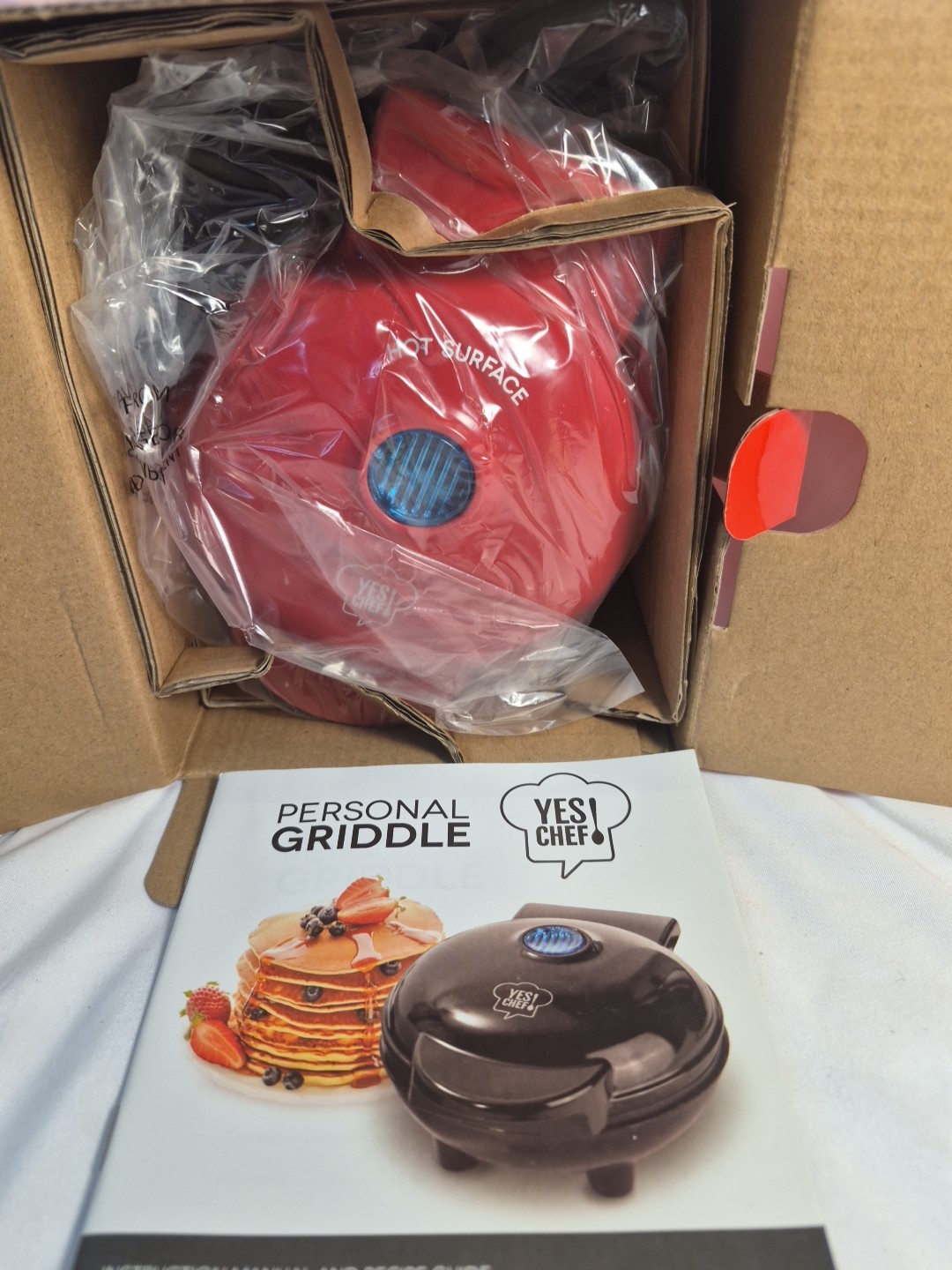 Yes! Chef Personal Griddle w/ Instructional Manual & Recipe Guide, Red New W/Box gallery