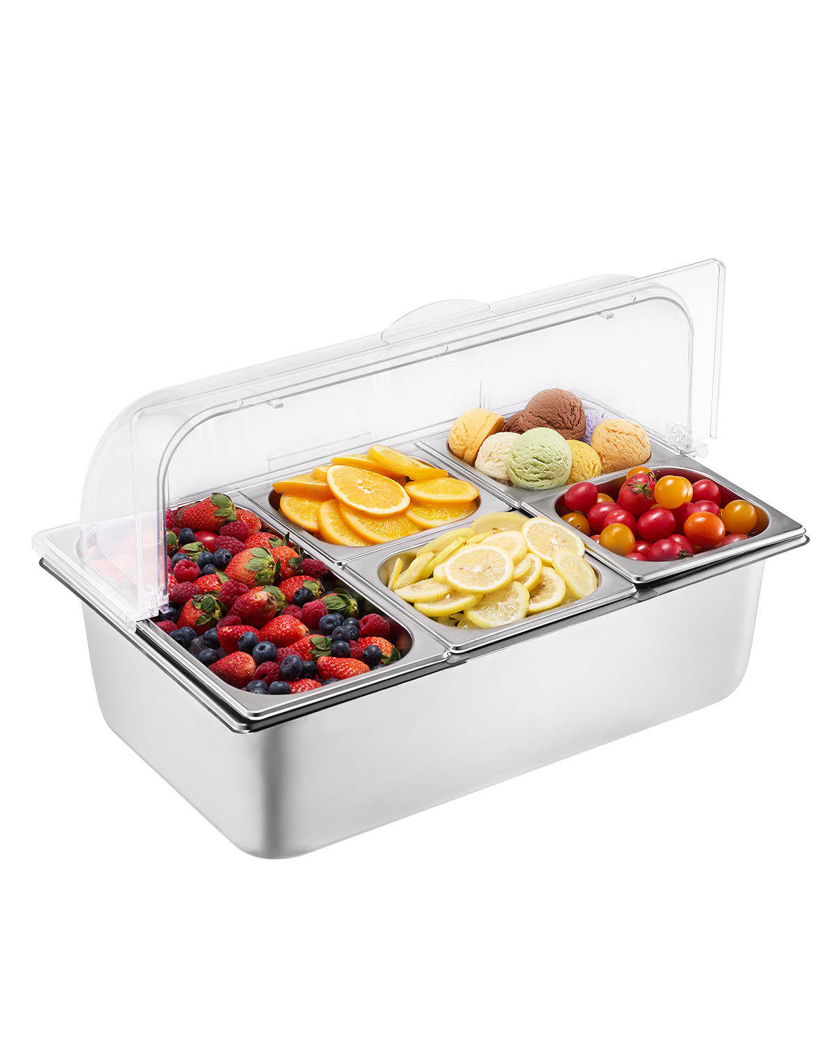 VEVOR Countertop Food Serving Display Container 5 Pan Condiment Dispenser gallery